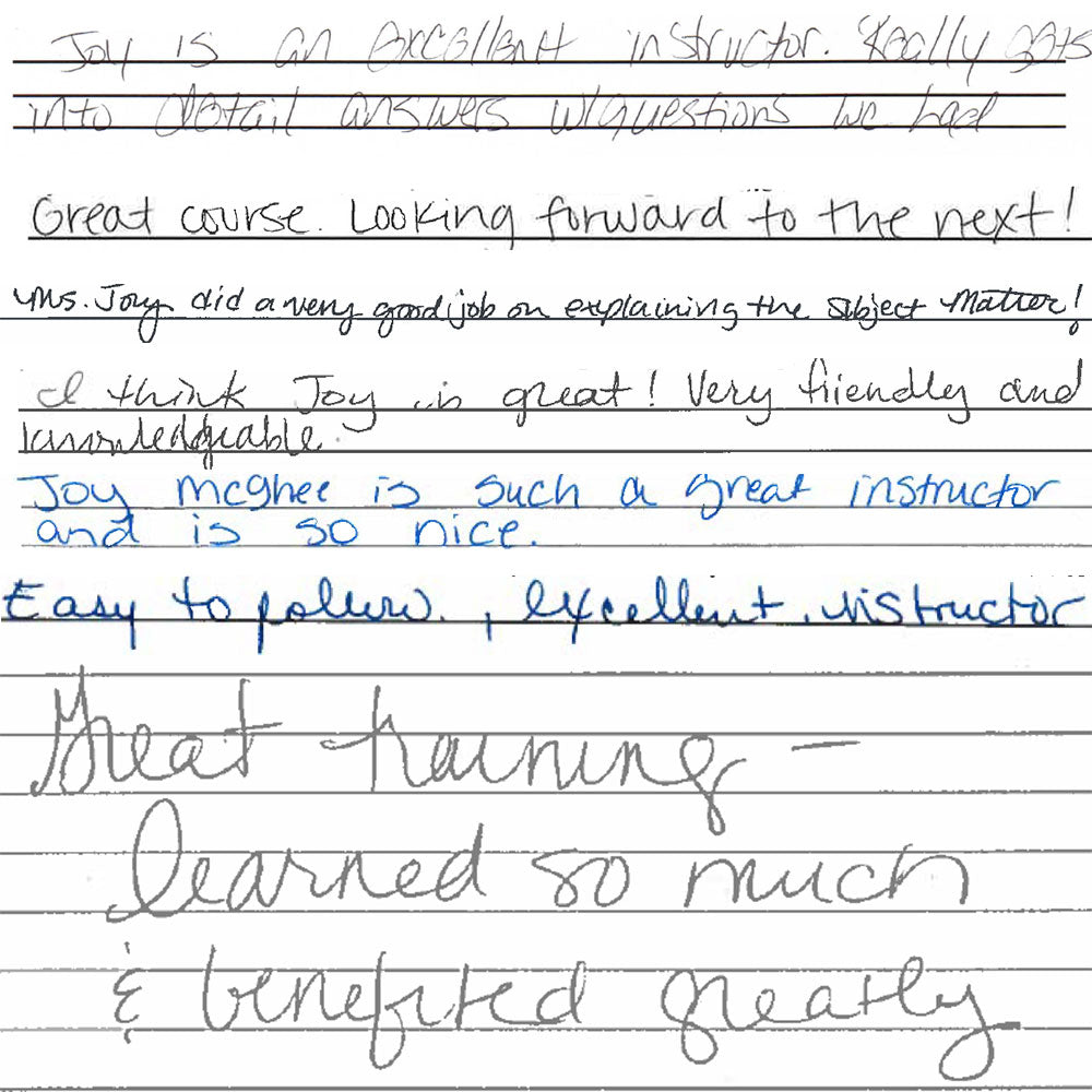 Handwritten participant reflection from a learning experience